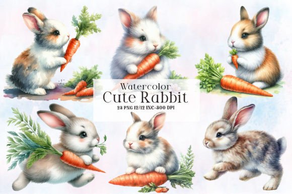 Download Cute Rabbit Clipart Bundle - Rabbit Collection