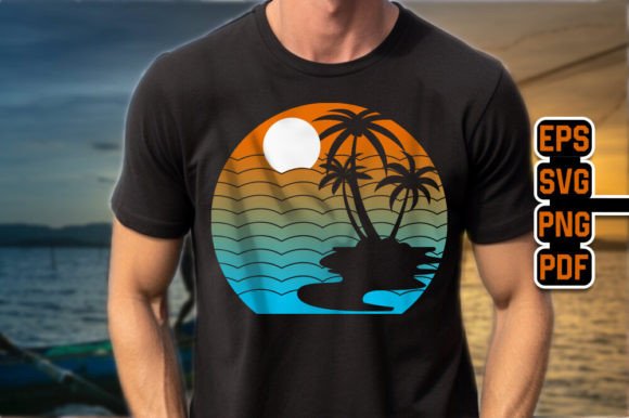 Download Retro Sunset Beach Unique T-Shirt Design - Premium Resources