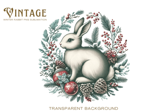 Download Vintage Winter Rabbit PNG Sublimation - Rabbit Collection
