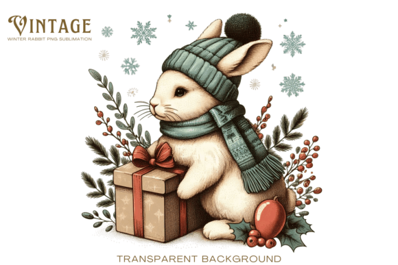 Download Vintage Winter Rabbit PNG Sublimation - Rabbit Collection