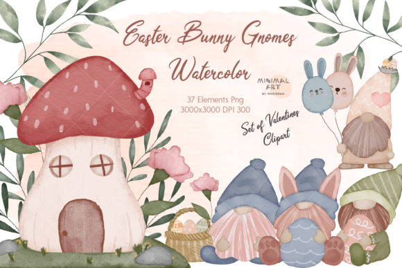 Download 37Watercolor Easter Rabbit Gnome PNG - Rabbit Collection
