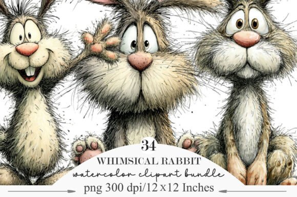 Download Whimsical Rabbit Clipart - Rabbit Collection