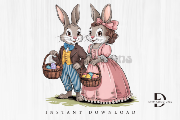 Download Vintage Easter Clipart Rabbit Bunny PNG - Rabbit Collection