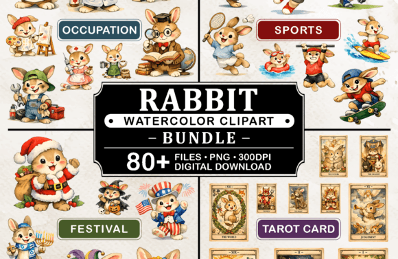 Download 80+ PNG Rabbit Watercolor Bundle Clipar - Rabbit Collection