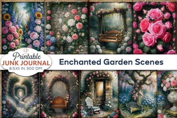 Download Enchanted Garden Scenes Junk Journal - Enchanted garden Collection