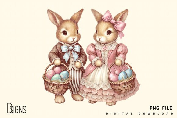 Download Vintage Easter Clipart Rabbit Bunny Png - Rabbit Collection