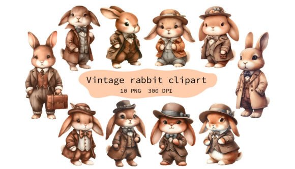 Download Vintage Rabbit Clipart Set - Rabbit Collection