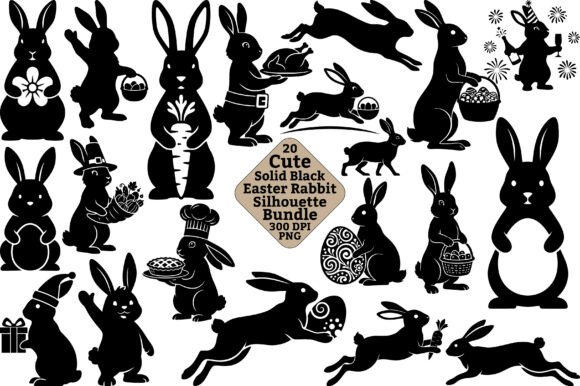 Download 20 Cute Solid Black Easter Rabbit Bundle - Rabbit Collection
