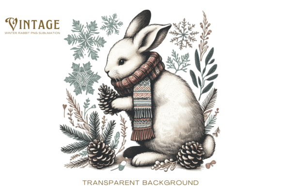 Download Vintage Winter Rabbit PNG Sublimation - Rabbit Collection