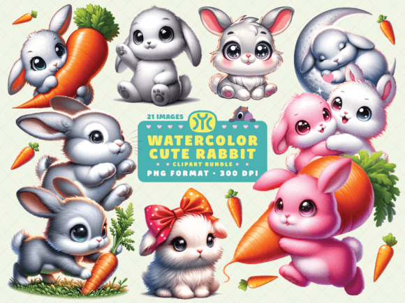 Download Watercolor Cute Rabbit Clipart - Rabbit Collection